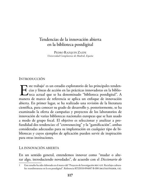 Pdf Tendencias De La Innovación Abierta En La Biblioteca Postdigital