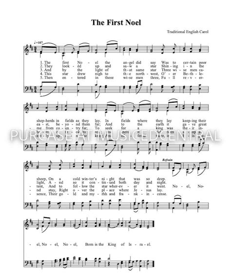 The First Noel Christmas Carol Piano Sheet Music Downloadable Printable Pdf Etsy