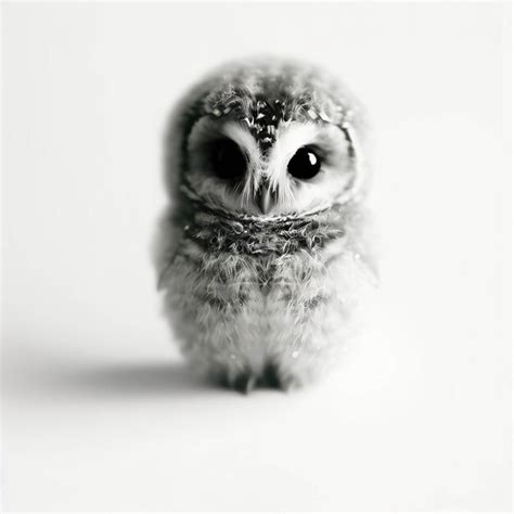 Premium AI Image | A small owl with black and white eyes and a black ...