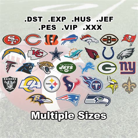 Nfl Machine Embroidery Design Bundle Designs Digital Etsy