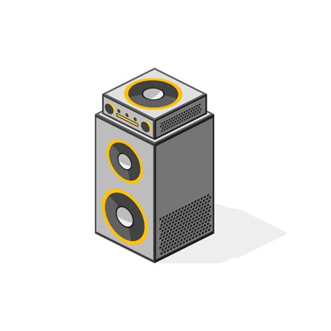 3d Isometric Sound Box Speaker With Amplifier Png 22418266 Png