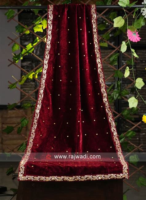 Dark Maroon Wedding Wear Dupatta