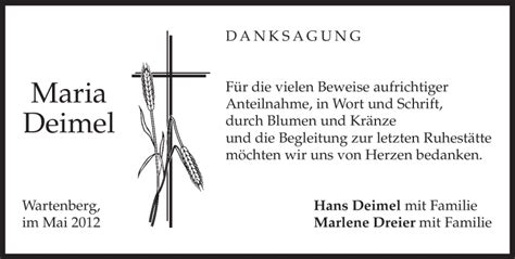 Traueranzeigen Von Maria Deimel Trauer Merkur De