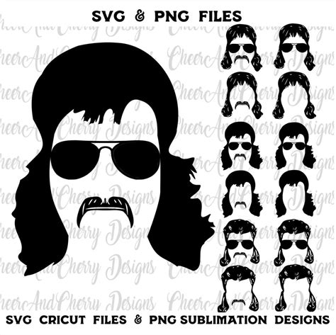 Mullet Dad Svg Classic Mullet Svg With Sunglasses And Mustache Country