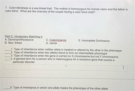 Solved Color Blindness Is A Sex Linked Trait The Mother Chegg