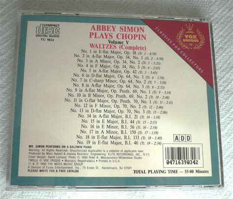 Chopin Abbey Simon Plays Chopin Volume V The Complete Waltzes Cd