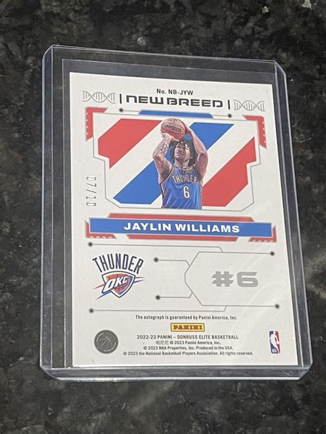 Donruss Elite Gold Jaylin Williams New Breed Rookie Auto Rc Nb