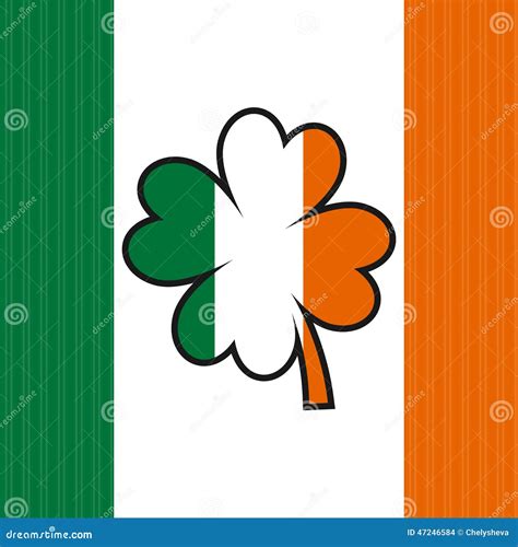 Irish flag and clover stock vector. Illustration of floral - 47246584