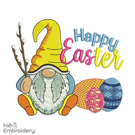 Happy Easter Gnome Embroidery Design NextEmbroidery