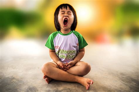 Kid Yawning While Sitting Image Free Stock Photo Public Domain