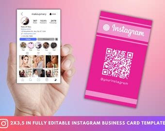 Instagram Business Card Template Etsy