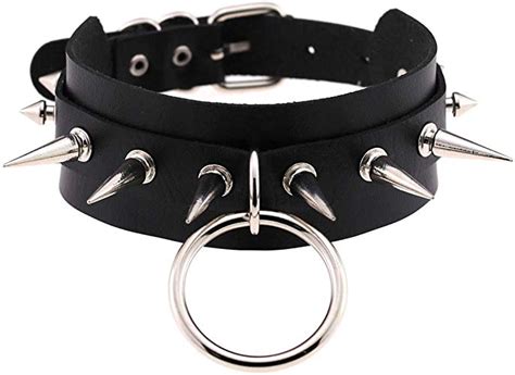 Fm Fm42 Black Punk Rock Gothic Emo Large O Ring Spike Pu