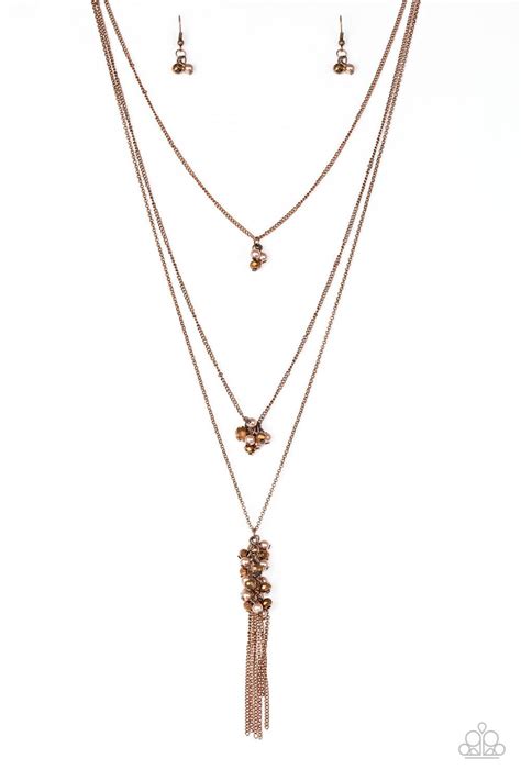 Paparazzi Vintage Vault Crystal Cruiser Copper Necklace And Earring Set Copper Necklace