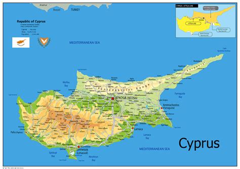 Physical Map Of Cyprus Oc Tiger Moon