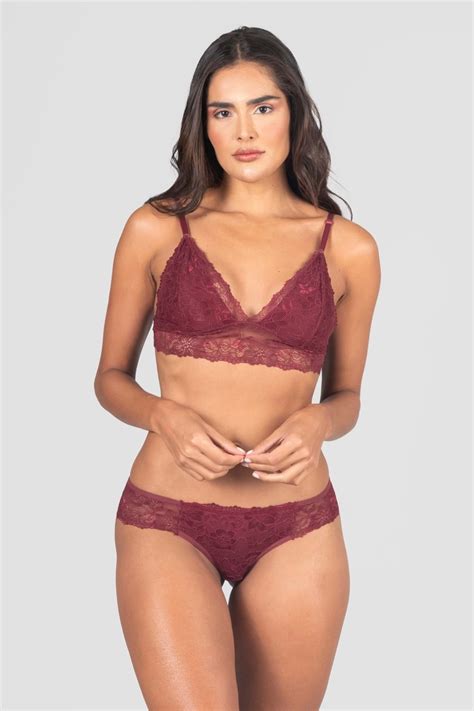 Conjunto Lingerie Manu Vinho Ref P04 6 C Kaisan