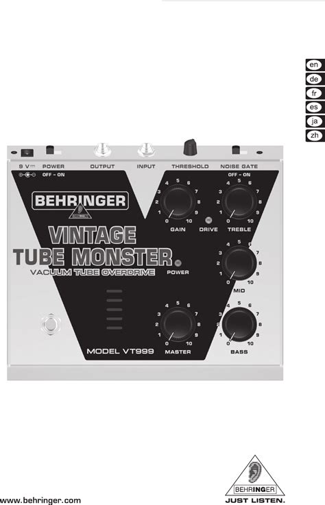 Bruksanvisning Behringer Vintage Tube Monster Vt Sider