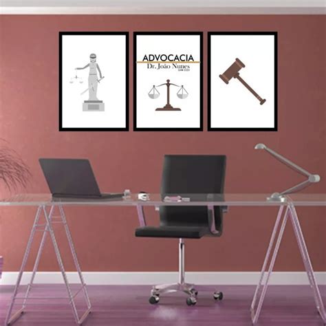 3 Quadros Decorativos Advogado Personalizado Escritório Elo7