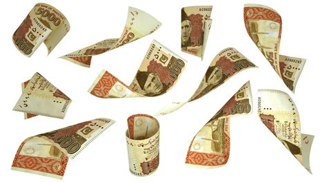 3d Rendering Of Pakistani Rupee Notes Flying In Different Angles And Orientations Isolated On