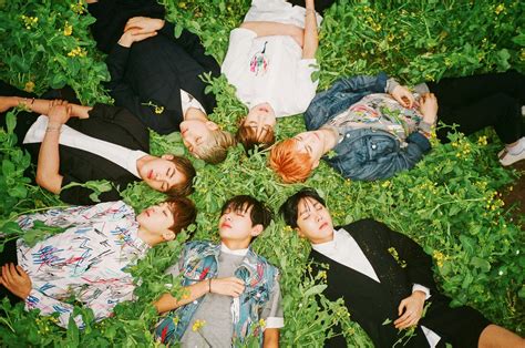 Download Bts Desktop Lying On Grass Wallpaper