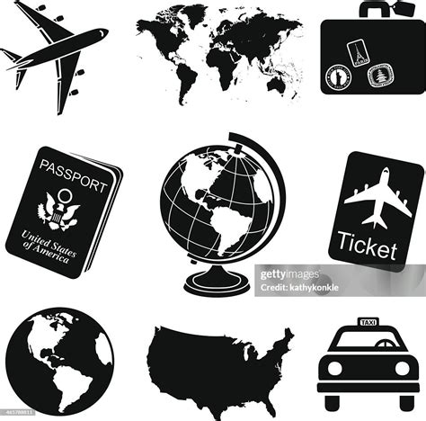 Travel Icon Set Black And White High-Res Vector Graphic - Getty Images