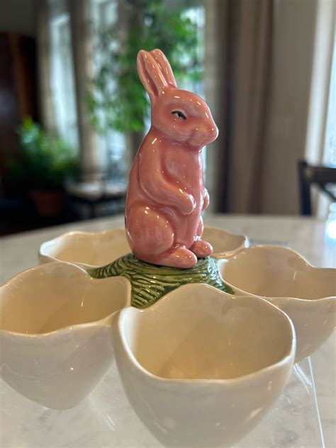 BORDALLO PINHEIRO Vintage Bunny Rabbit Egg Holder 5 1 2 X 5 1 2