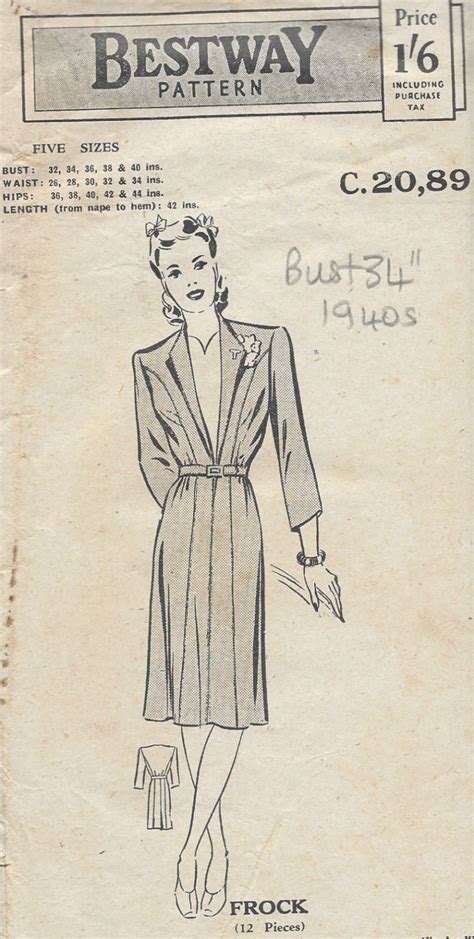 1940s Vintage Sewing Pattern B38 DRESS HOUSE Or BEACHCOAT R552