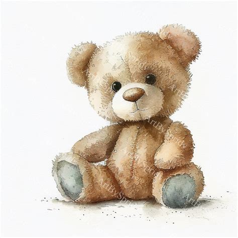 Funny Watercolor Teddy Bear Printable Art Print Instant Etsy