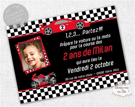 Carte Invitation Anniversaire Voiture De Course Carte Invitation Hot