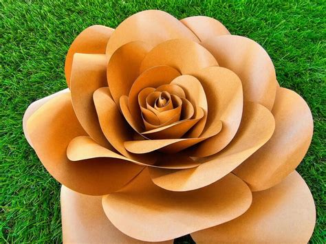 Large Paper Rose Svg Template Flower Svg Paper Rose D Etsy