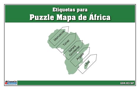 Montessori Materials: Labels for Puzzle Map of Africa (Spanish)