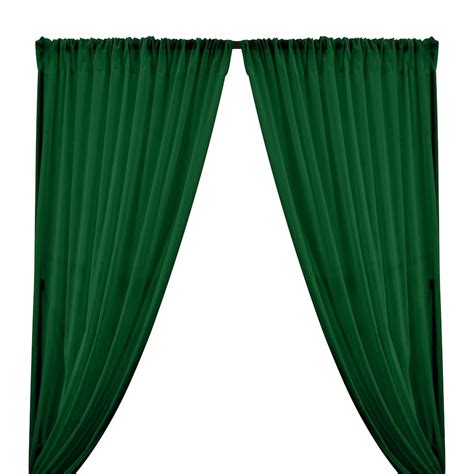 forest green cotton voile fabric curtains  pockets  pipe drape