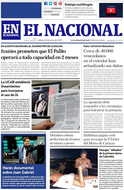 Periódico El Nacional Venezuela Periódicos de Venezuela Edición de