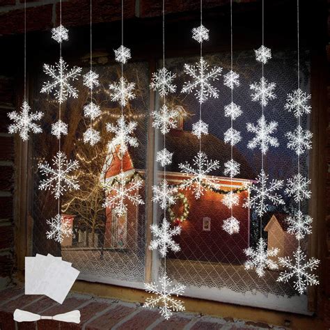 Amazon.com: BTNOW 63 Pieces 4 Sizes White Christmas Snowflake Decorations Snowflake Ornaments ...