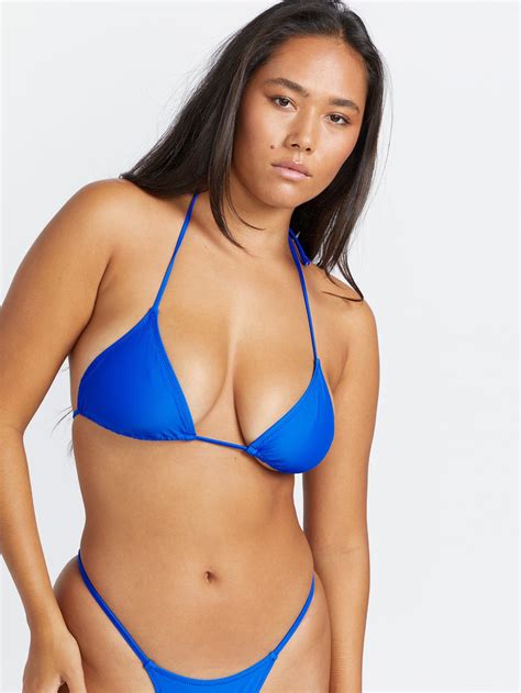 Simply Solid Slide Triangle Bikini Top True Blue Volcom Us