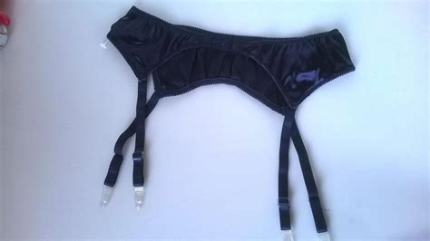 Navy Blue Satin Garter Suspender Belt 4 Strap Adjustable 30 32 Waist L