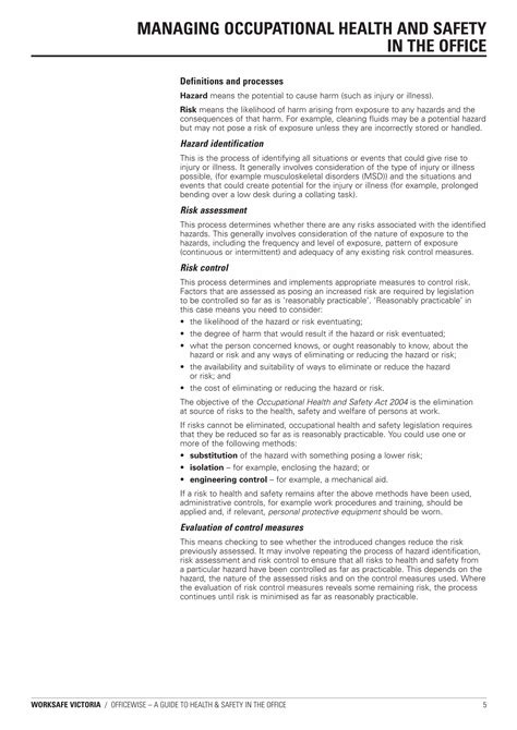 Officewise - A guide to health and safety in the office - WorkSafe