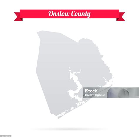 Onslow County North Carolina Map On White Background With Red Banner