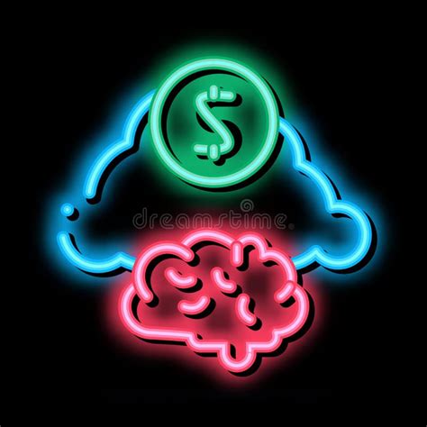 Brain Cloud Money Neon Glow Icon Illustration Stock Vector