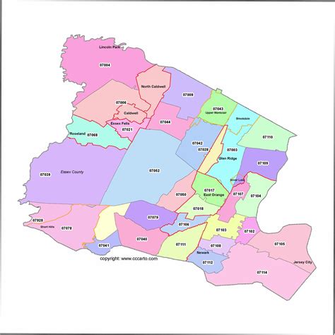 Newark Zip Code Boundary Map