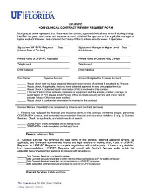 Fillable Online Hscj Ufl Contract Review Request Form University Of