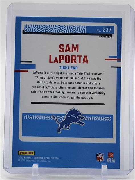 Sam Laporta Donruss Optic Purple Shock Rated Rookie Lions Rc Q