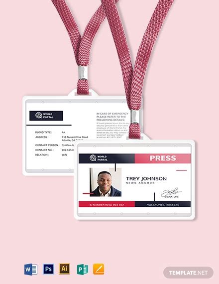 Press ID Cards 9 Examples Word PSD Illustrator Publisher Pages