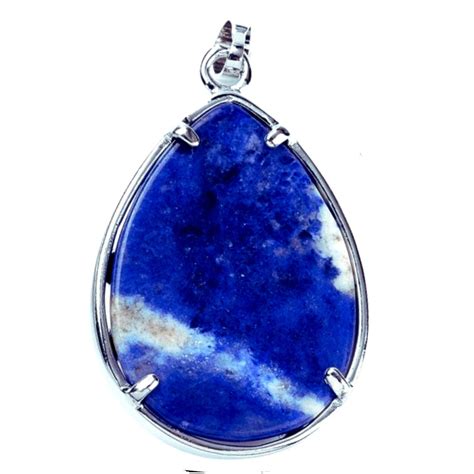 Pendentif Goutte En Sodalite Sertie D Une Libellule 3 5cm Hauteur Chaine