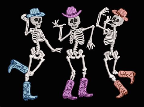 Howdy Cowboy Skeleton Embroidery Design Premio Embroidery