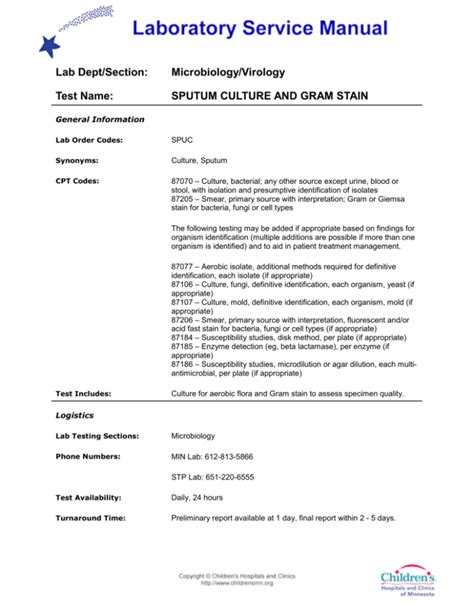 Sputum Culture and Gram Stain