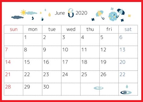 ダウンロード カレンダー 2020 無料 シンプル 6月