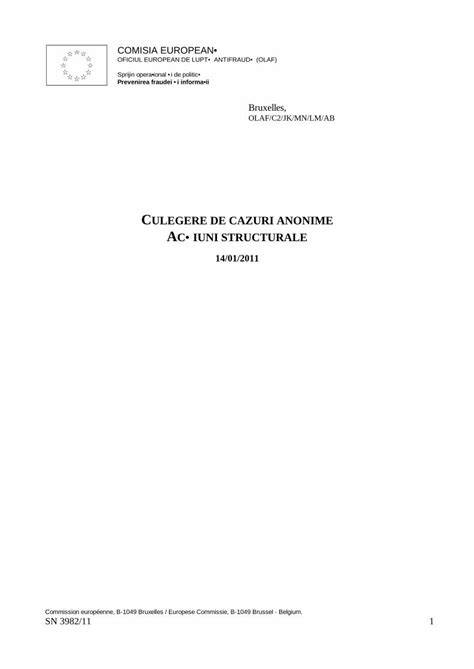 PDF CULEGERE DE CAZURI ANONIME ACIUNI STRUCTURALE 3 OLAF Se Afl