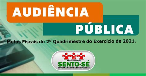 Prefeitura De Sento S Apresenta Metas Fiscais Do Quadrimestre Do