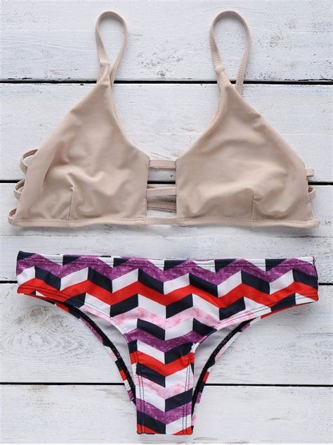 [12 Off] 2021 Geometric Pattern Unlined Cami Bikini Set In Off White