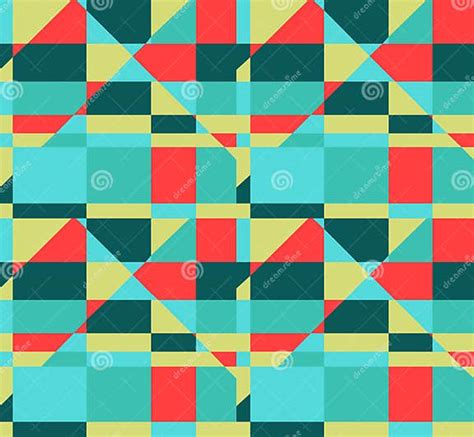 Seamless Geometric Red Yellow Blue Color Pattern Background Stock